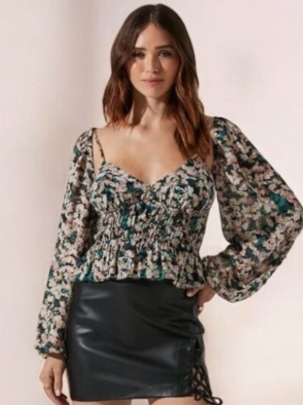 ASTR The Label Prudence Floral Cutout Blouse XS